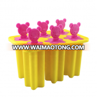 New design silicone 6 cavity flat base ice cream popsicle mold with sticks