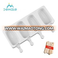 New Design 4 Cavities  Silicone IceCream Maker Mold Popsicle With Free Wooden Sticks