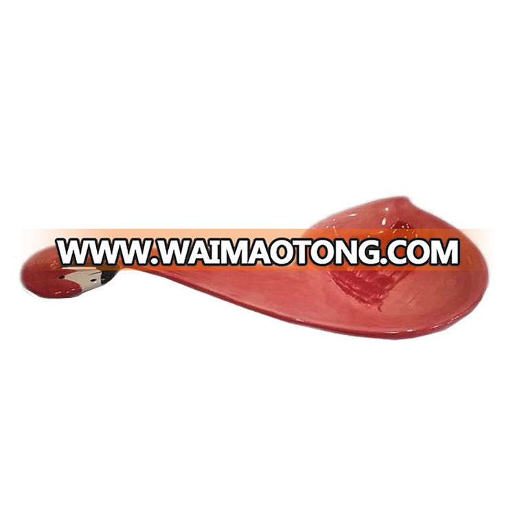 Ornament Flamingo Shape Artificial Ceramic Spoon Rest