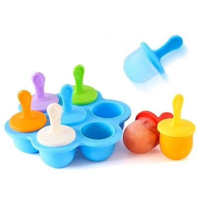 7 Cavity BPA Free Mini Silicone Ice Cream Mold Colorful Creative Kids Popsicle Snack Box Diy Homemad Egg Bites Mold