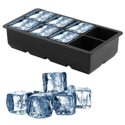 Ice Cube Trays Silicone 8 Giant Cubes Large Square Molds Reusable and BPA Free