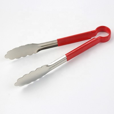 Silicone Grip Tongs 12 inch Stainless Steel Food Tongs Baking Supplies Bread Clip Barbecue Kitchen Household Food Clip