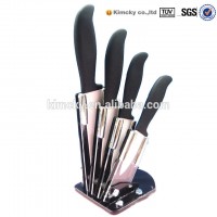 Silicone Handle Ceramic Kitchen Knife Set With Acrylic Stand