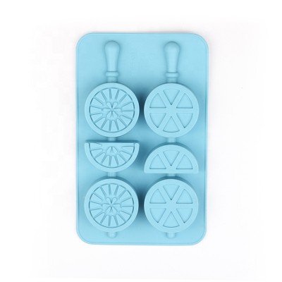 BPA Free New Design Lemon Shape 100% Food Grade Silicone Ice Cream Tools Ice Cube Tray Lemon Mould with Stick