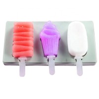 BPA Free Bunny Silicone Ice Cream Mold Silicone Popsicle Mold Ice Pop Molds With Lid and Plastic Stand Holder (5 Various shapes)